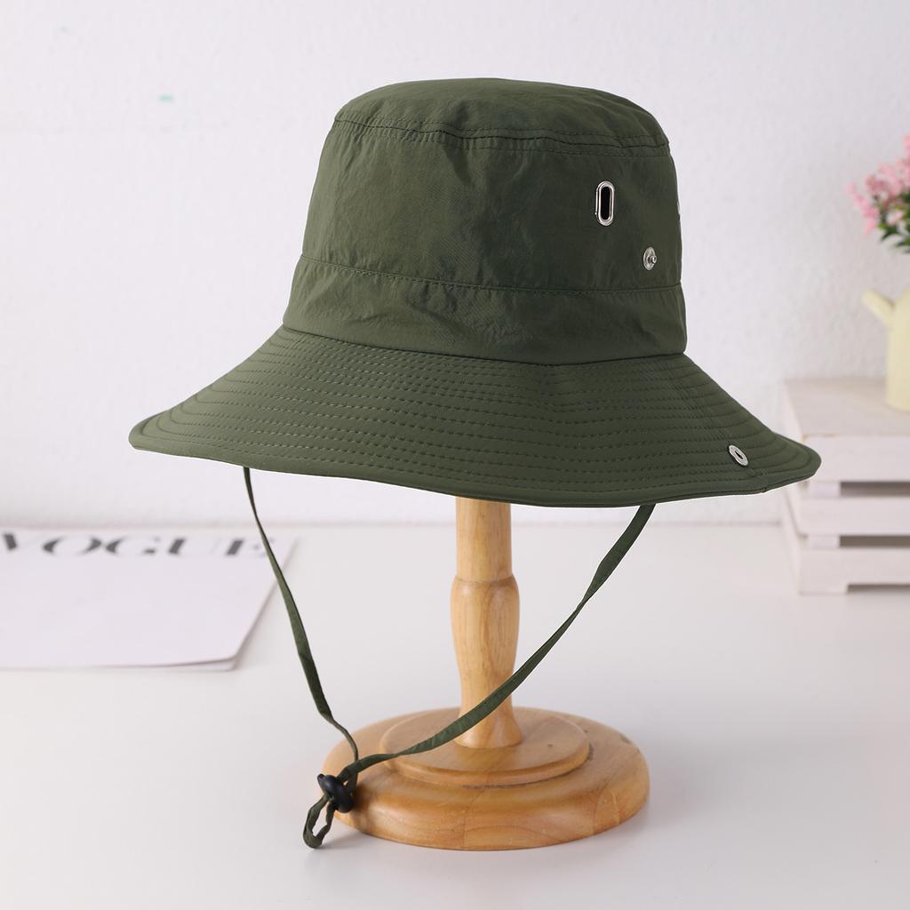 Men's quick-drying wide-brimmed sunshade adjustable casual versatile fisherman's hat for outdoor hiking and mountain climbing