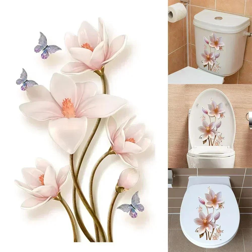 Botanical Leaves Decal Floral Wall Sticker Toilet Washroom High-quality PVC Lifelike Patterns Removable For Washroom