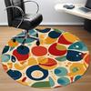 1PC Abstract Colorful Shapes Office Round Area Rug, Mat Suitable For Office, Under Office Chairs Bedroom Living Room Home Decor, Room Deco
