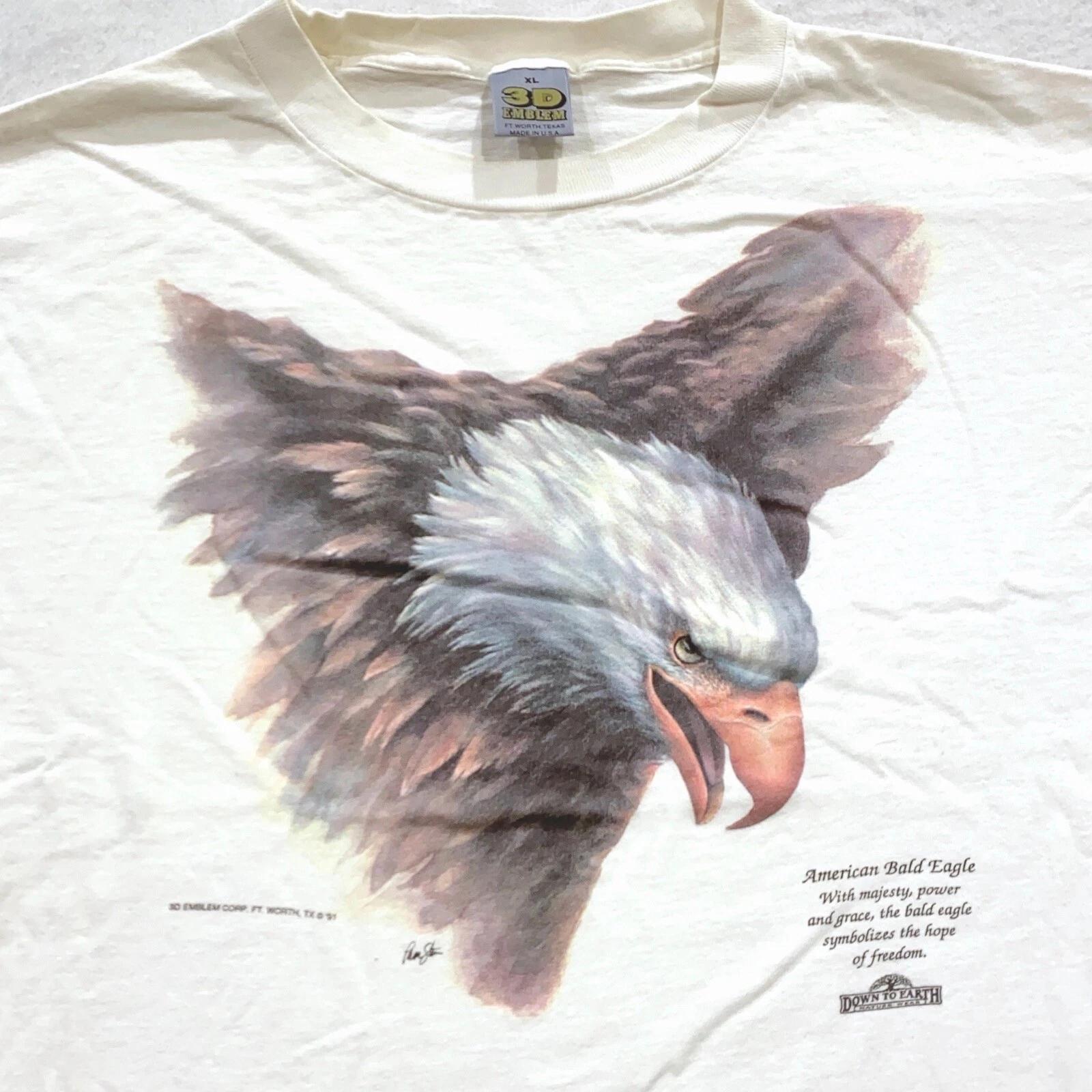 

vintage 90s 3D EMBLEM AMERICAN BALD EAGLE HAWAII T-Shirt LARGE/XL biker 3XL