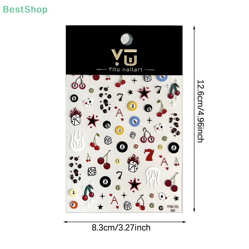 3D Stereoscopic Cherry Billiards Dice Design Nail Art Decals DIY Manicure Accessories