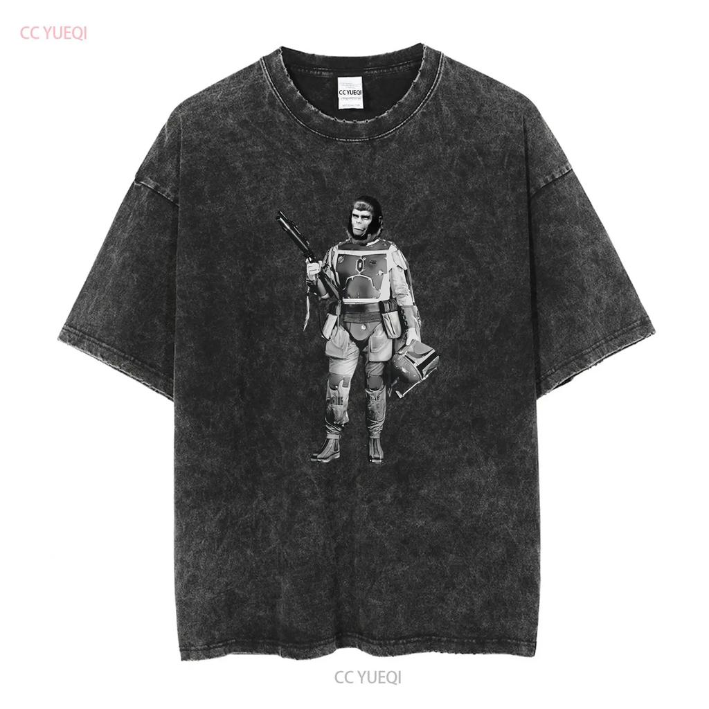 BOBA APE FETT T Shirt MASH UP Planet Mando Apes this is the way vintage Washed Soft homme Top For Everyday Wear Stylish Unisex