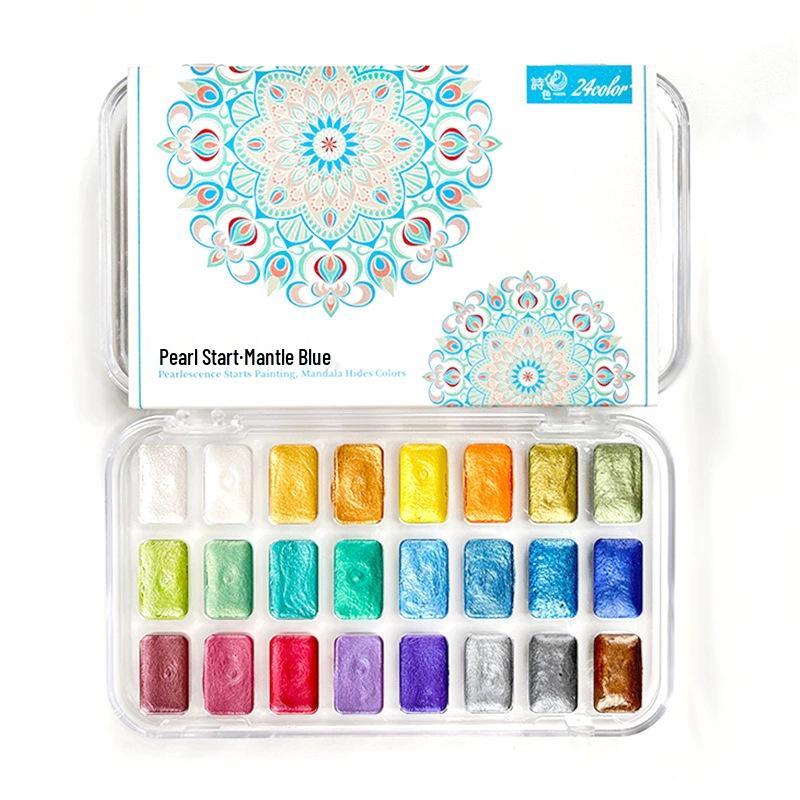 24-цветный перламутровый набор японских акварелей для изобразительного искусства