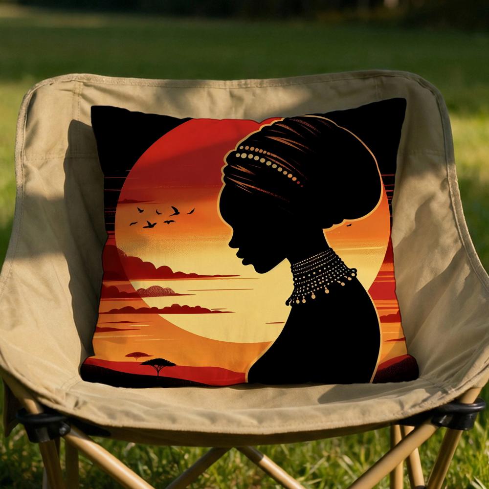 African American Woman Cushion Cover Soft Reversible  Durable Pillow Cover  MultiScene Use for Home  Car Daily Comfort