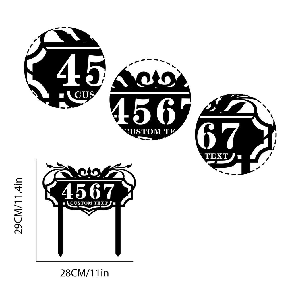 Cartello Segnaletico per Giardino in Metallo, Targa Personalizzata con Numero Civico, Decorazione Artistica Moderna per Cortile, Segnaletica Personalizzata per Viale