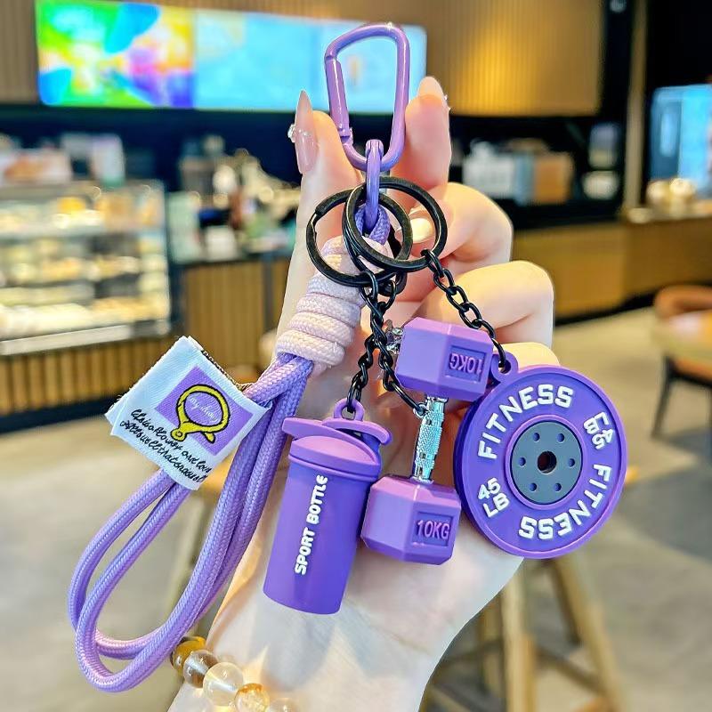 Creative Mini Fitness Keychain Pendant Trendy Couple Charm Lightweight Accessory for Car Bag Schoolbag Gift
