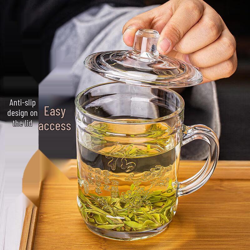 Heat-Resistant Glass Teacups with Lids (2-Pack)