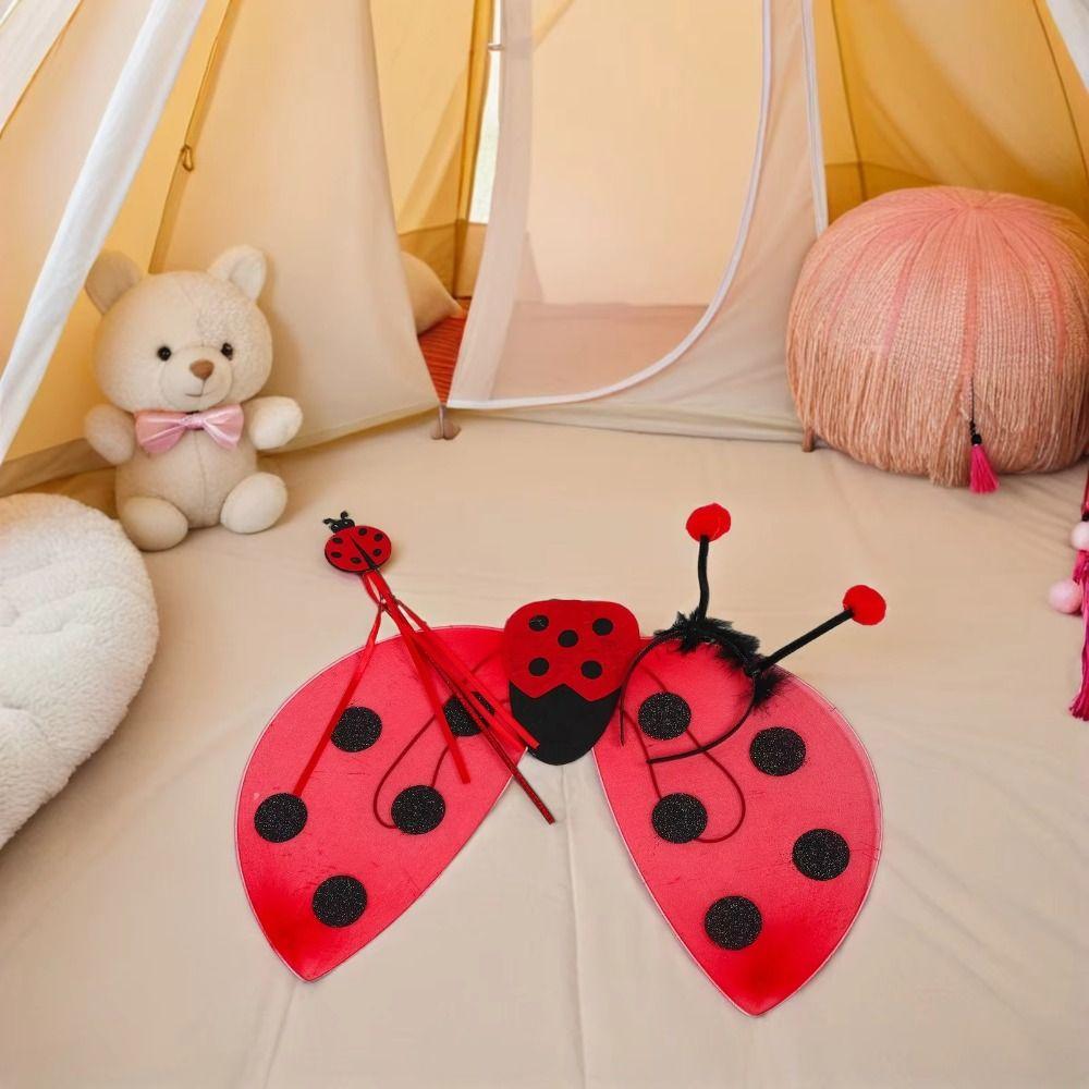 Kopfschmuck Marienkäfer Kostüm Faltbare Flügel Performance Kostüme Insekten-Themen Kostüme Halloween