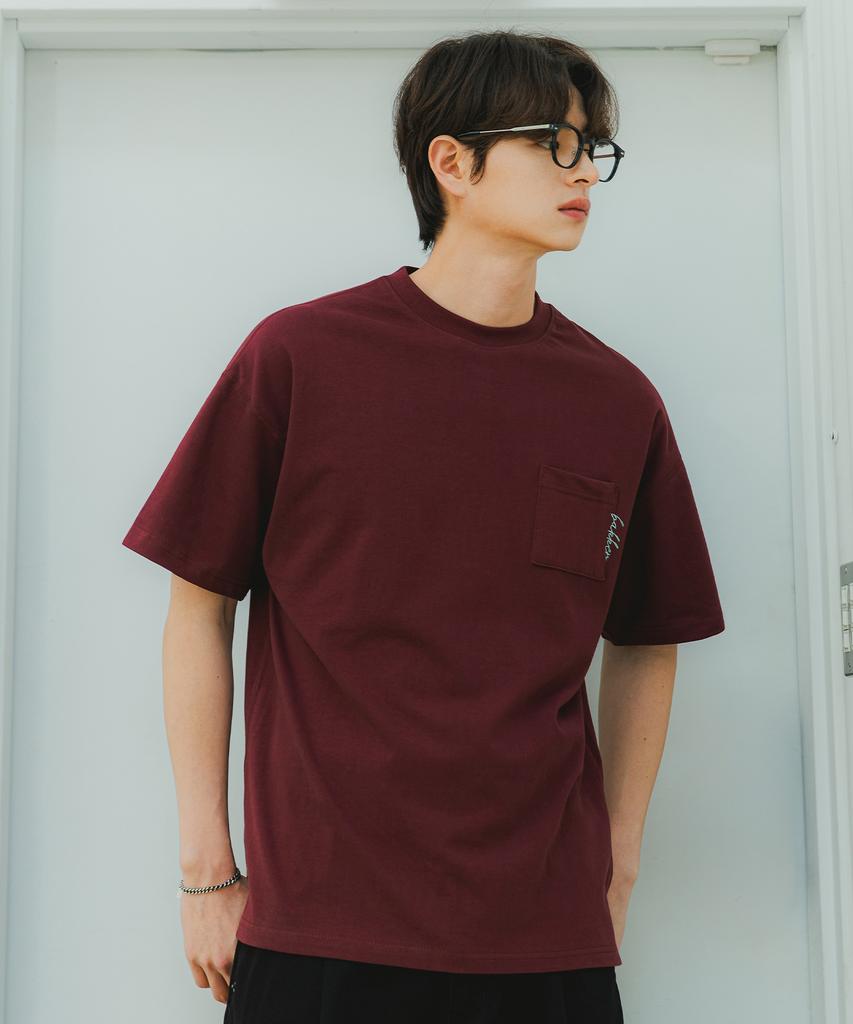 BAKKEN Pocket Logo Short-Sleeve T-Shirt Bk3976_Wine