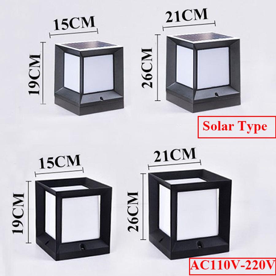 Thrisdar Aluminum Solar Pillar Light Outdoor Nordic Garden Villa Courtyard Coffee Bollard Light Fence Front Door Pillar Light