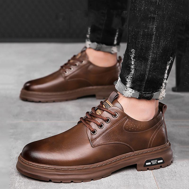 Fashion 2024 Spring and Autumn British Style Men's Shoes Wedding Tide Soft Leather Casual Shoes a Foot Off All Matching Leather Shoes