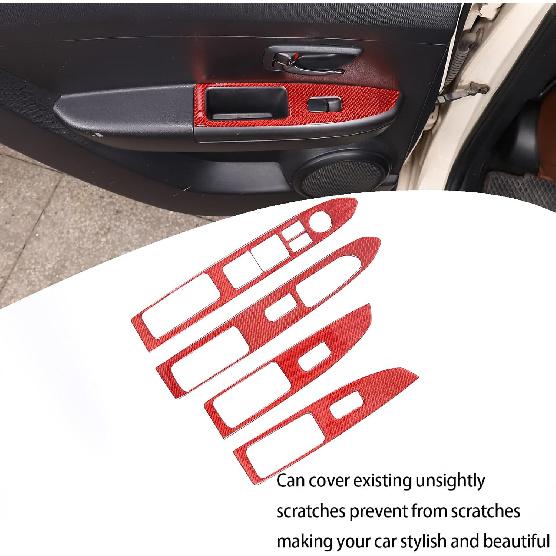 Lcojicep Car Carbon Fiber Sticker Compatible with Kia Soul 2009-2013 Real Red Carbon Fiber Sticker Decal Interior Trim Cover Accessories (Glass