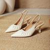 Baotou sandals women's summer 2025 new French pleated shallow mouth empty single shoes pointed high heels women's stiletto