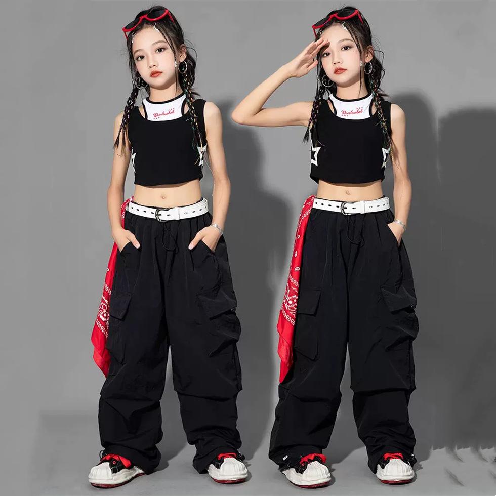 5-14 Jahre Kinder Hip Hop Joggers Hosen Hohe Taille Vintage Casual Streetwear Baggy Pants Mädchen Cargohose Teenager Gerade Hose