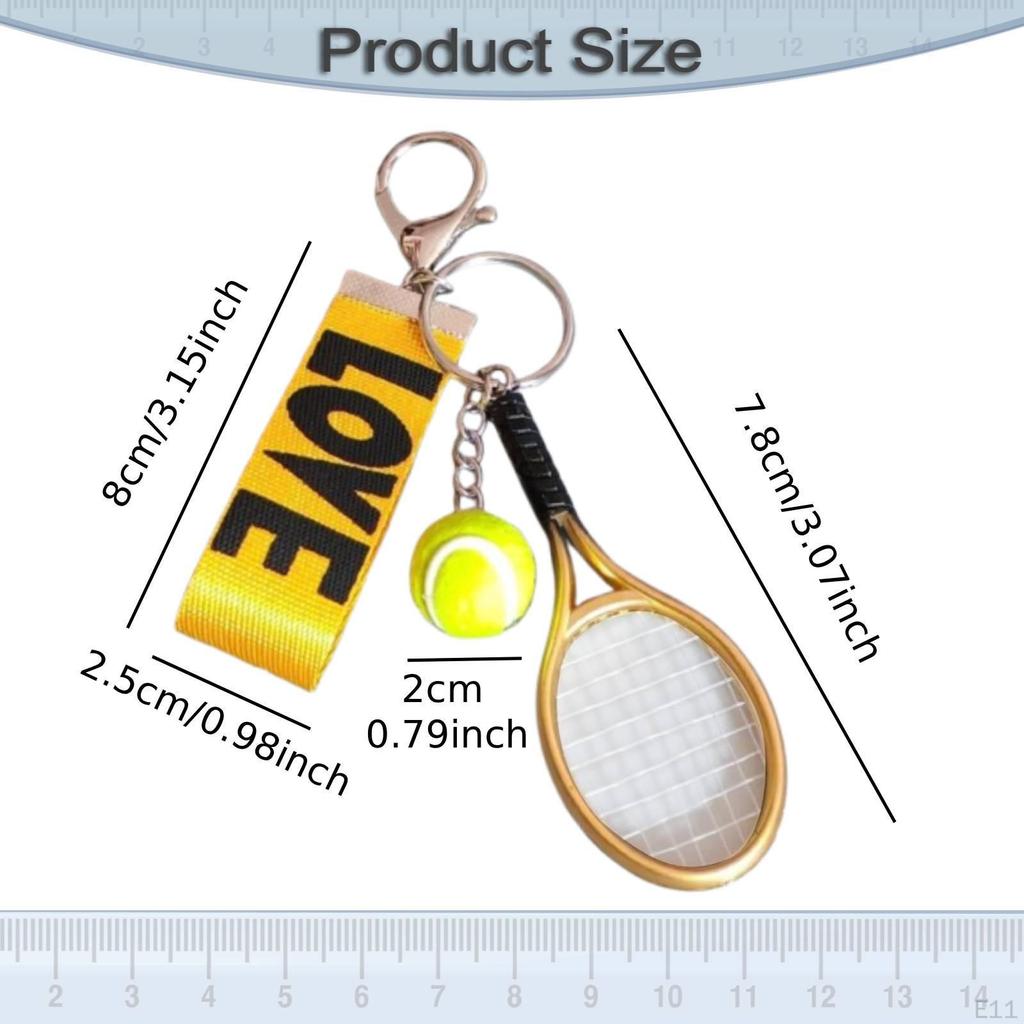 Tennis Racket Ball Keychain Chain Pendant for