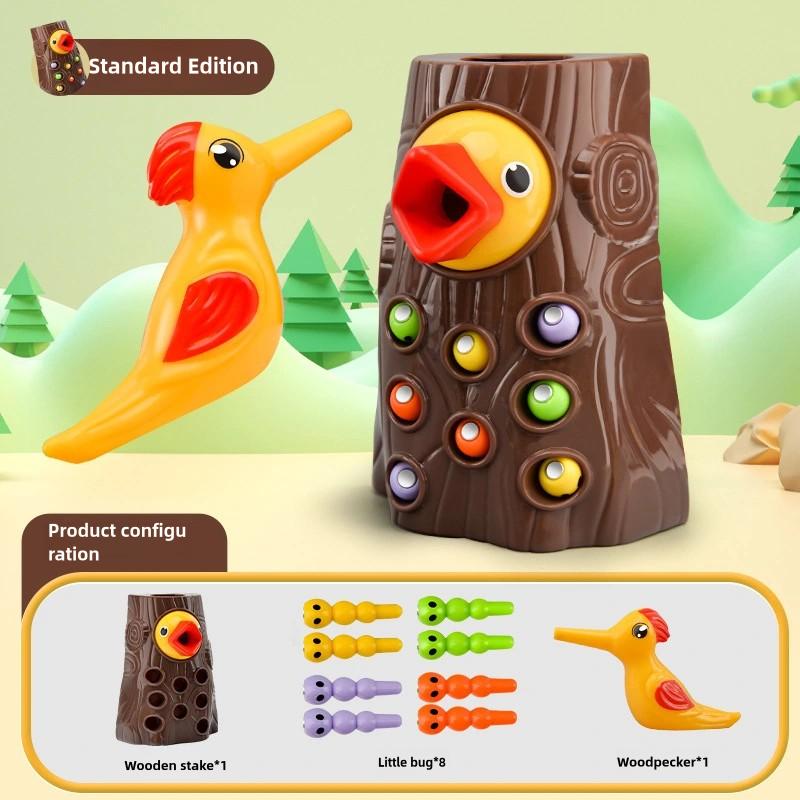 Children's Woodpecker Toy Educational Early Education Insect Catching Game Magnetic Bird Catching Bugs