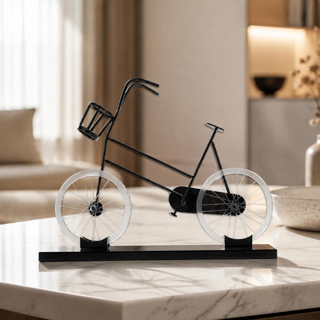 Crystal and Metal Cycle Ornament Elegant Model with Display Base