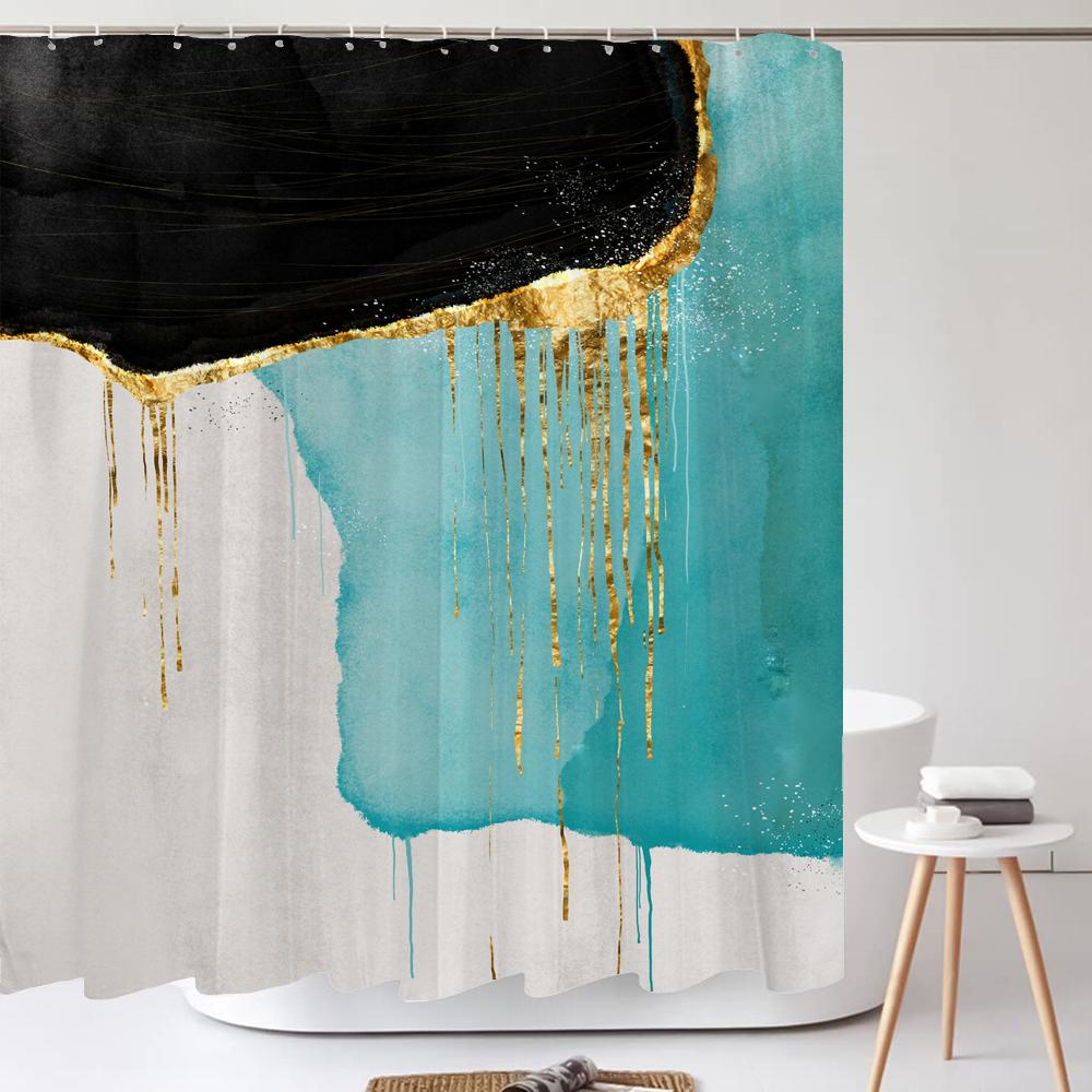 Nordische Abstrakte Kunst Duschvorhang Einfache Geometrie Badewannenvorhang Wasserdicht Polyester Badezimmer Vorhang Zubehör Dekor