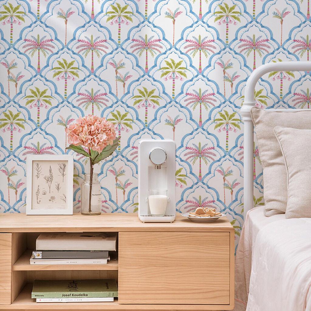 Tropical Palm Tree Wallpaper Shop Bedroom Home Wall Decoration Sticker Self Adhesive Removable Wall Paper for Bathroom