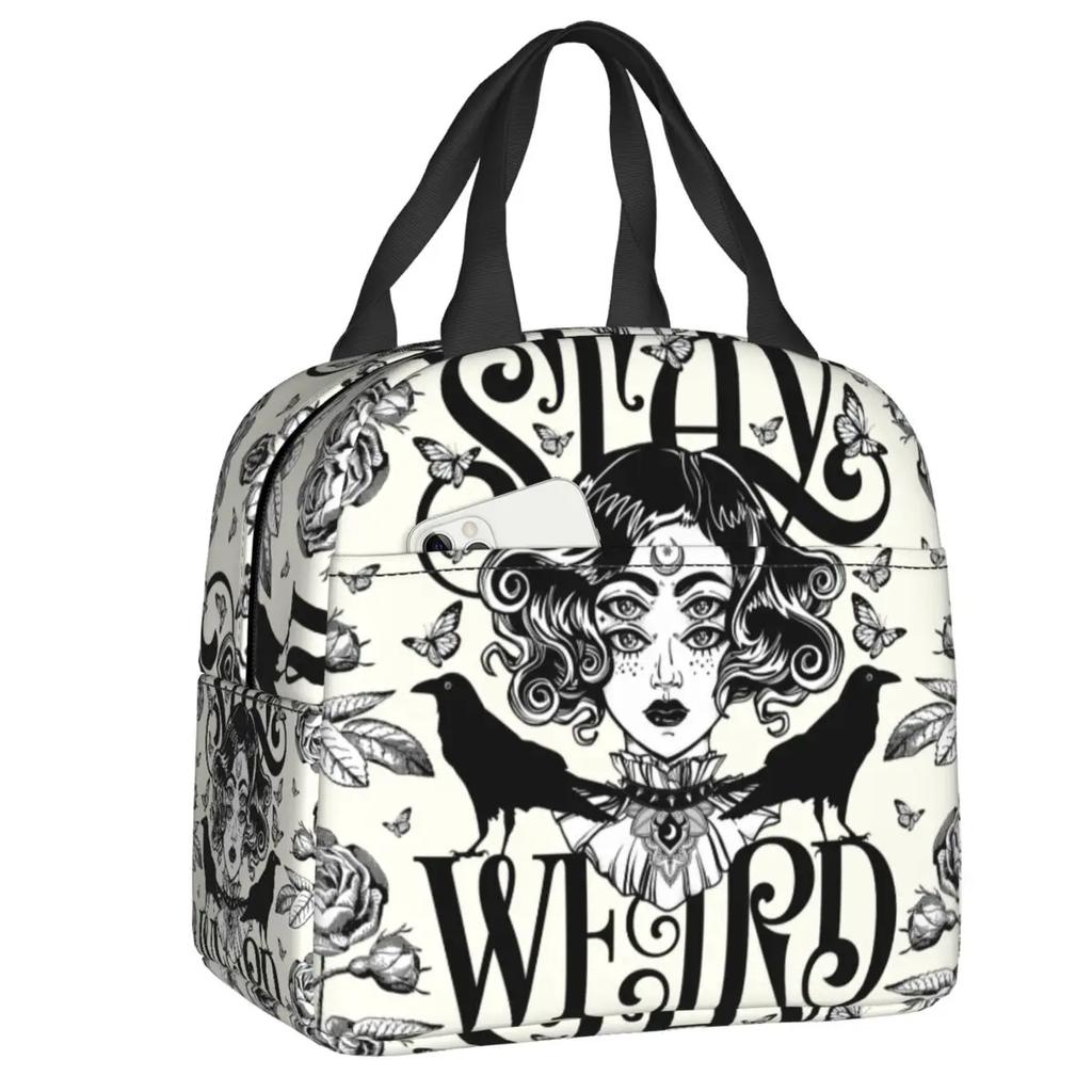 Herb  Insulated Lunch Tote Bag for Women Halloween Witchy Spooky Cat Cooler Thermal Food Lunch Box Outdoor Camping Travel
