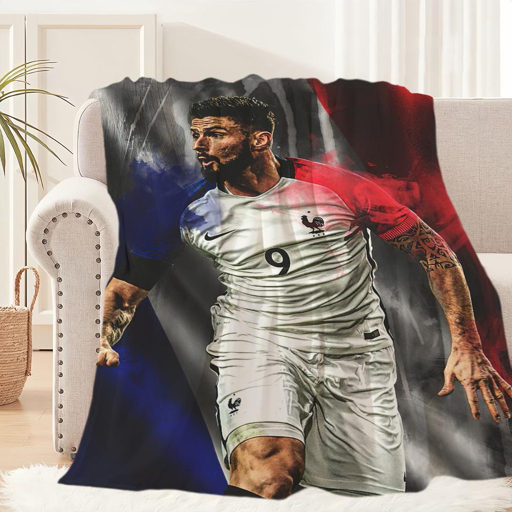 Football Player Blanket Plush Nap Sofa rug for Living O-Olivier G-Giroud-s Room Office Bedroom Birthday Home Travel Kid Gifts 30x40in