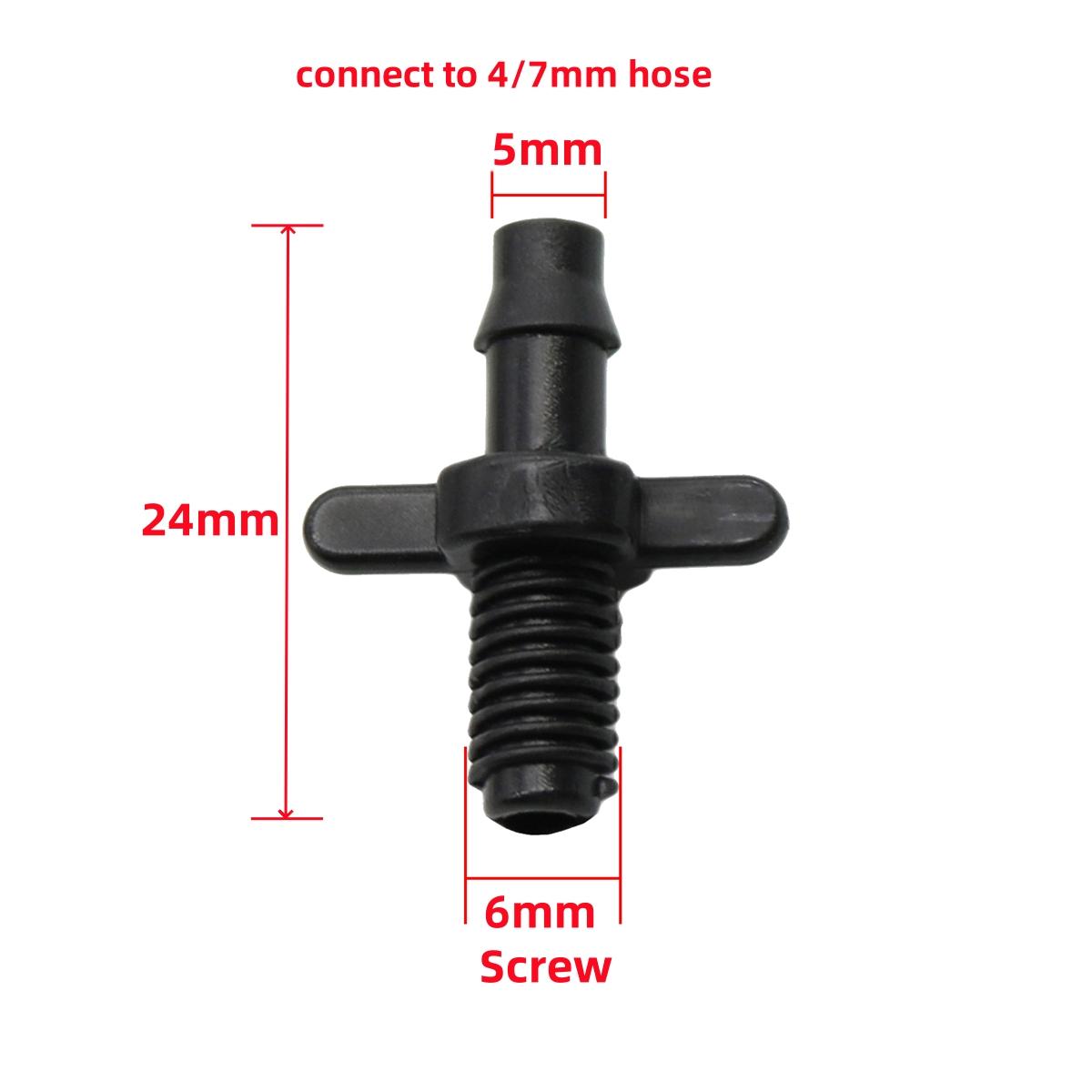 

4/7mm Hose Single Barb To Thread Straight Adapter 6mm Screw PVC PPR Pipe Joint Garden Drip Irrigation Pipe Fittings 20/50/100Pcs 20Pcs