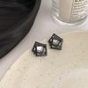 Fashionable And Creative Simple Geometric Inlaid Zircon Earrings Neutral And Cool Black Personalized Daily Party Jewelry Gifts