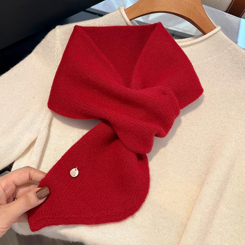 

Wool Knitted Scarf for Women Winter Warm Soft Solid Color Scarf Fashion Versatile Shawl 75*13CM