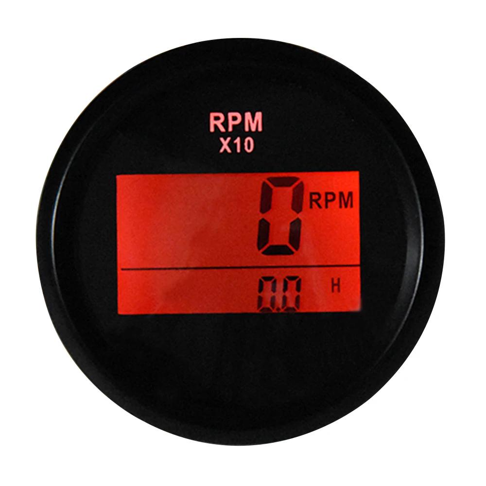 0-9990 RPM 52mm Car Digital Tachometer with Hour Meter Tacho Gauge Rpm Meter Speed for Auto Truck Boat Truck Marine Motorcycle