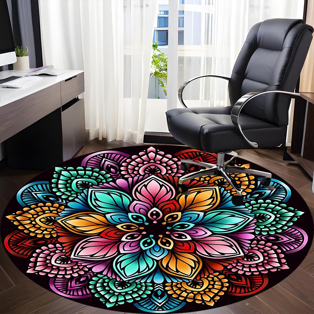 1 Stuhlteppich mit Mandala-Muster für Büro, weich, rutschfest, aus Polyester, geeignet für Büro, Eingangsbereich, Wohnzimmer, Schlafzimmer