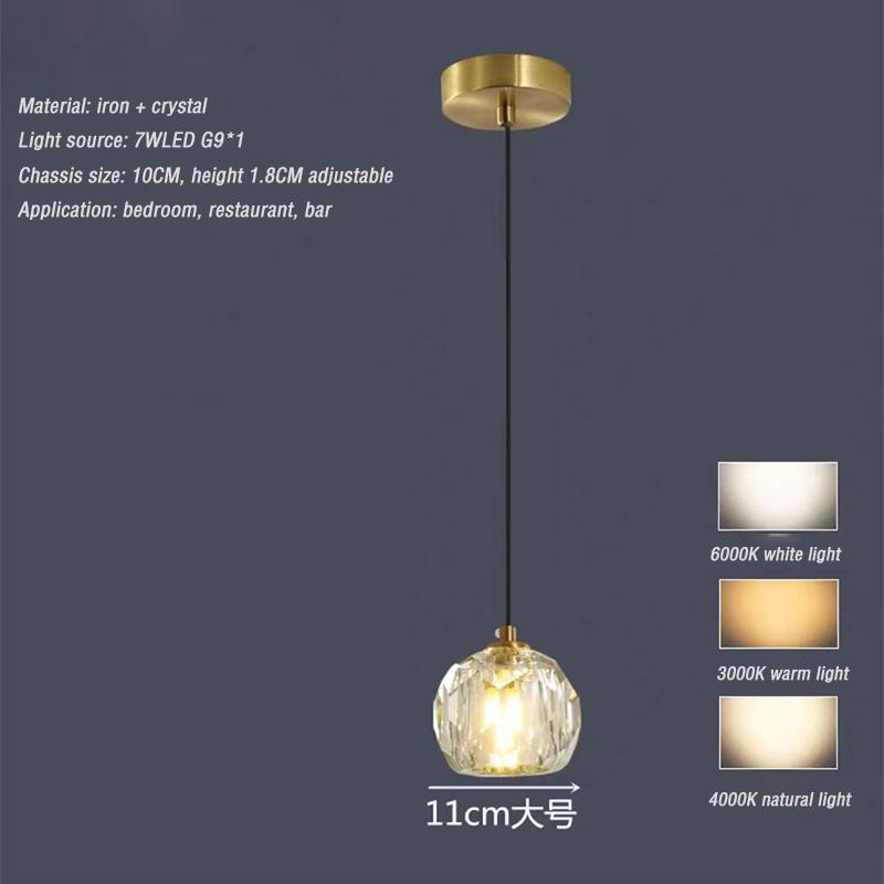 Modern Ceiling Chandelier Crystal Lights Bedroom Bedside Minimalist LED Lights Single Double Head Gold Lamps Dinning Bar Fixture