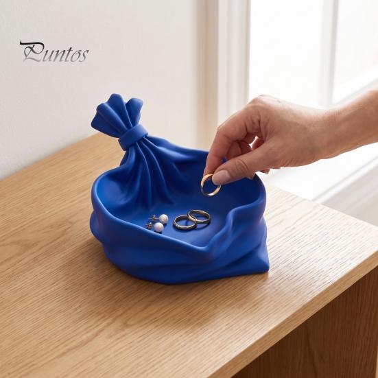 Colorful Holiday Decoration 3D Printed Gift Bag Shaped Storage Tray, Pleated Catchall Bowl for Candy, Versatile Desk Accessory Festive Table