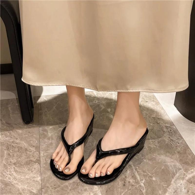 Women's Slippers Flats Shoes Floral Pattern Cutout Toe Post Flip Flops Summer Sandals Low Heels  Beach Luxury  Rhinestones