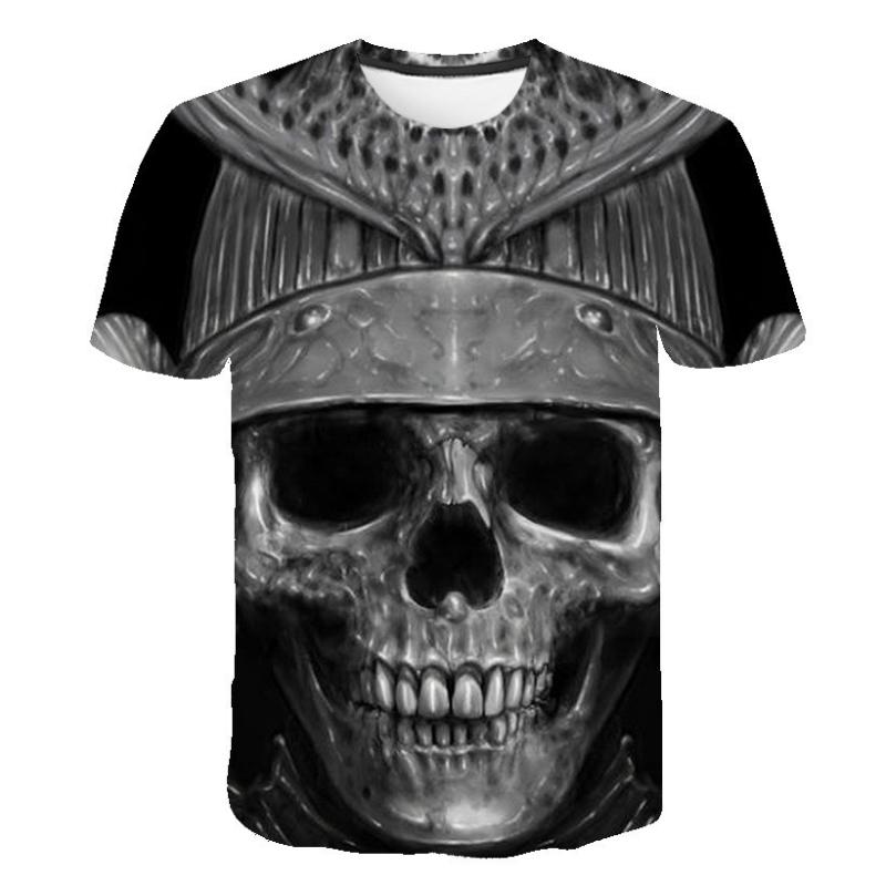 Summer Men's T-shirt Casual Round Neck Short-sleeved T-shirt Devil Skull Fashion Trendy Brand Skull 3D T-shirt Streetwear Tops