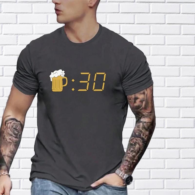 

Новая летняя мужская модная футболка с принтом пивных часов, мужская футболка, топ 8XL серый
