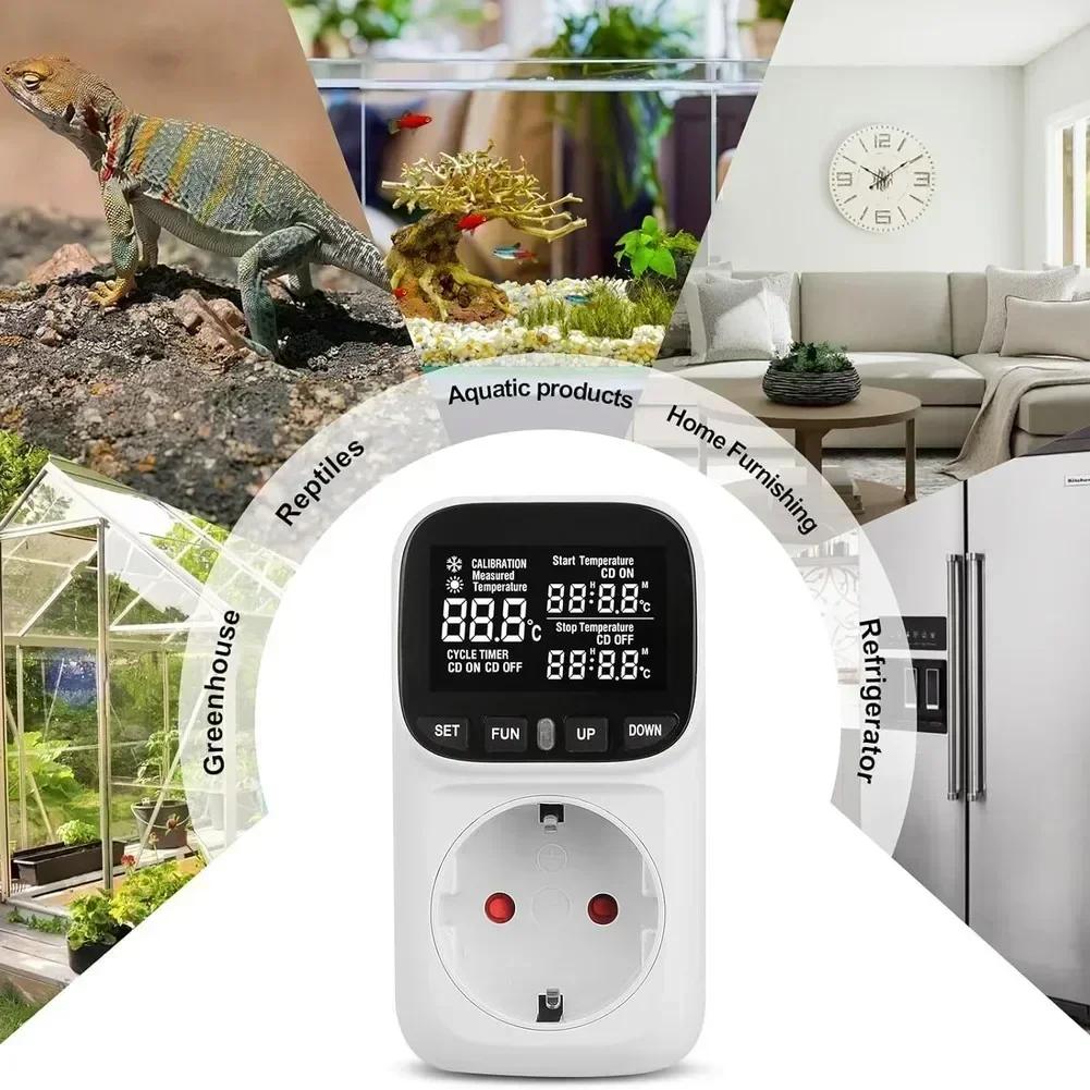 Digital Temperature Controller Socket 230 V with Sensor for Precise Temperature Control in Heating Cooling Devices