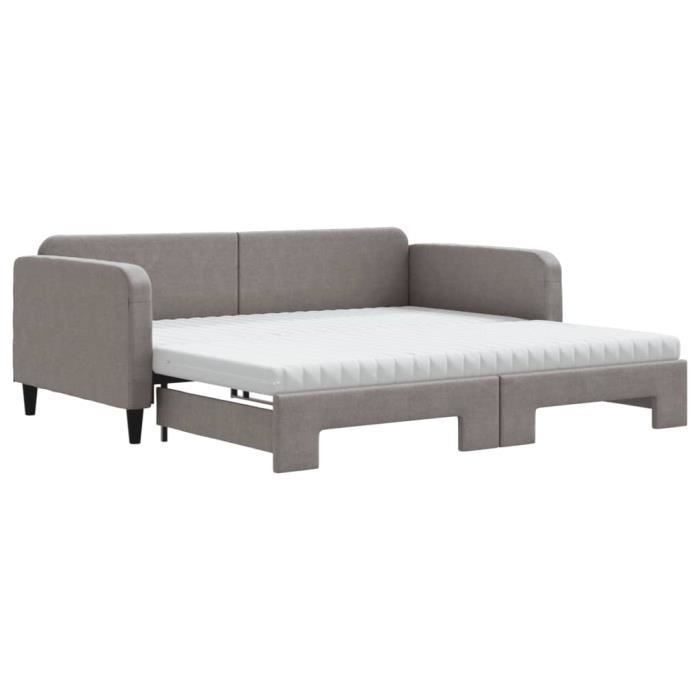VidaXL Daybed with Trundle and Mattress Taupe 100x200 Cm Fabric 3196842