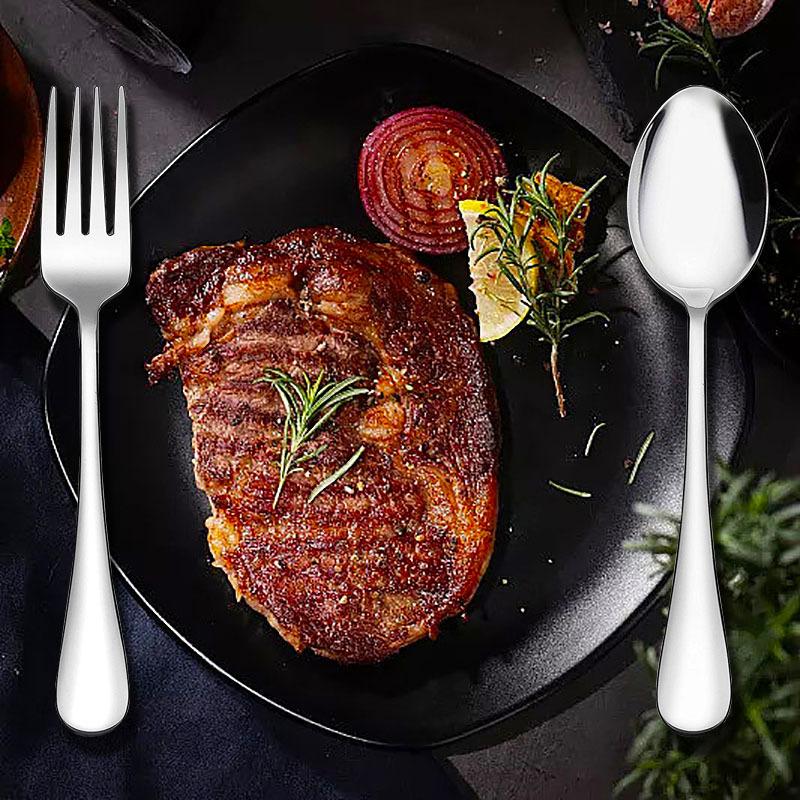 Set 12 Bucăți Linguriță și Furculiță din Oțel Inoxidabil Argintiu Auriu Set Veselă de Bucătărie și Casă Linguriță Grosă Grad Alimentar