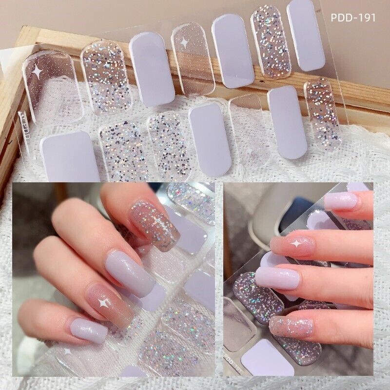 Multicolor Glitter Nail Art Stickers – Self-Adhesive Full Cover Wraps, No Lamp Needed, DIY Summer Nail Designs