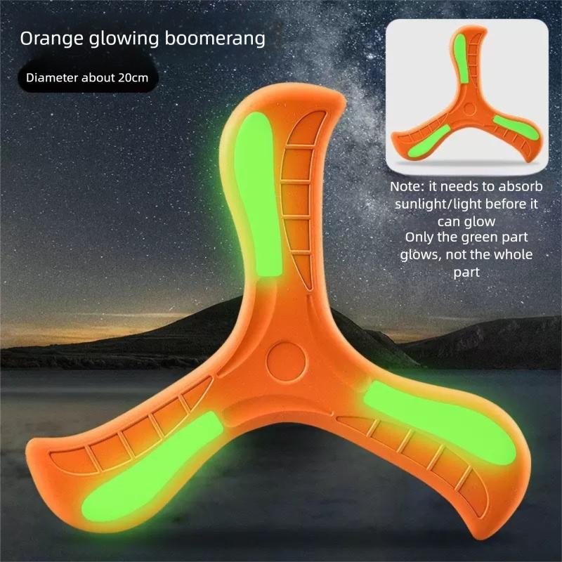Glow In Dark Three Leaf Boomerang Flying Back Soft Rubber Unbreakable Boys Toy Boomerang Flying Disc Children Stress Relief Toy