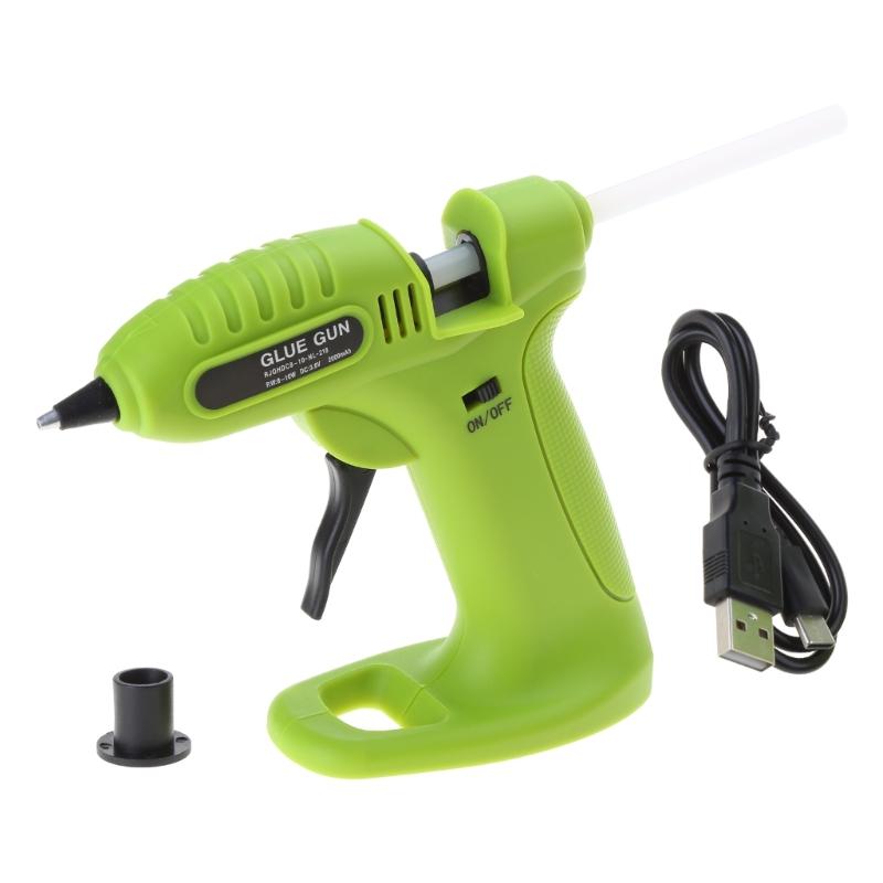 Pistolet do kleju na gorąco, bezprzewodowy pistolet do kleju, mini bezprzewodowy z 40 sztyftami kleju, 7 mm i 6 silikonowymi nakładkami na palce do szkoły, majsterkowania