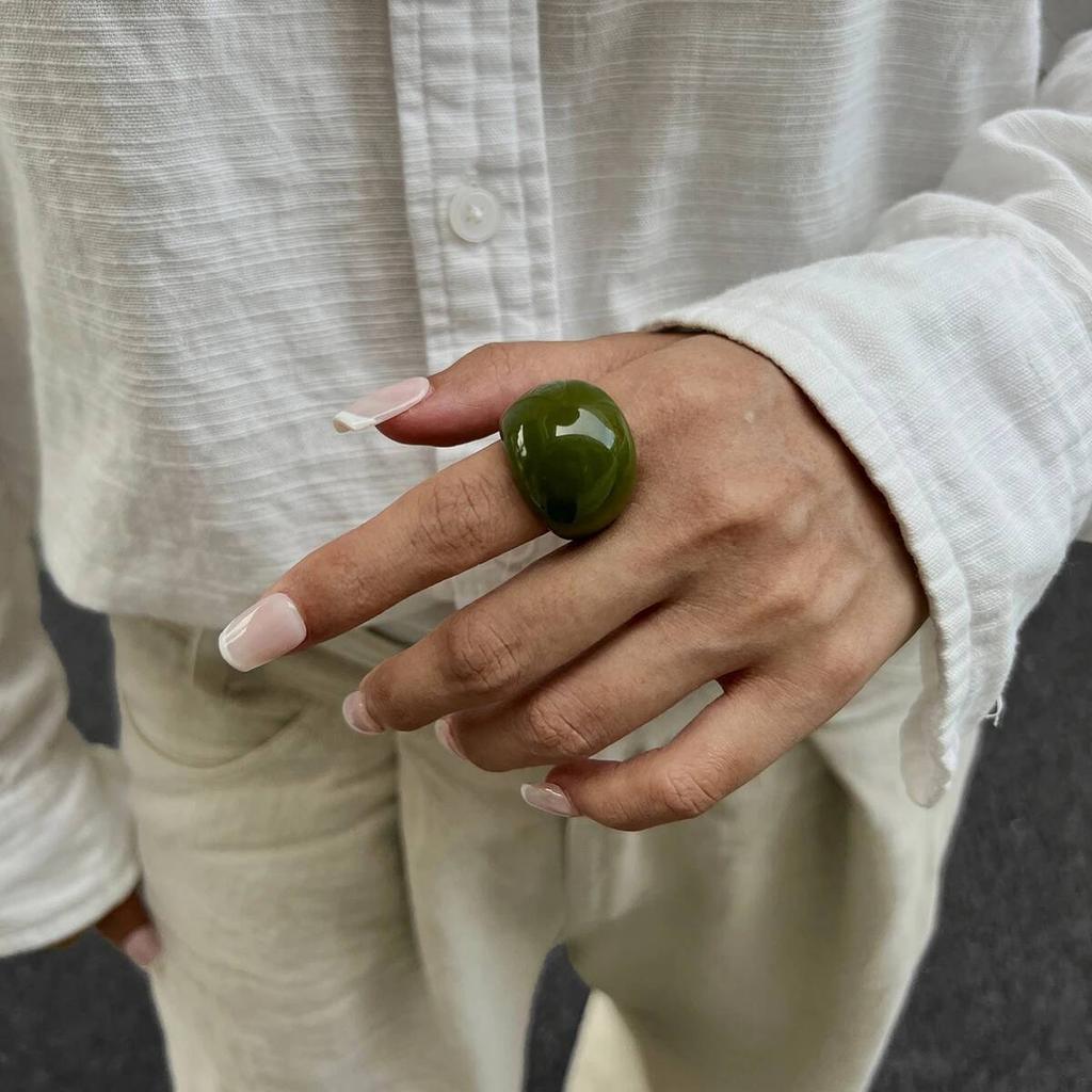 Ingemark 4 Farben Boho Kpop Harz Acryl Unregelmäßige Fingerringe für Damen 2026 Neuer Trend Vintage Knöchelringe Y2K Schmuck Geschenk