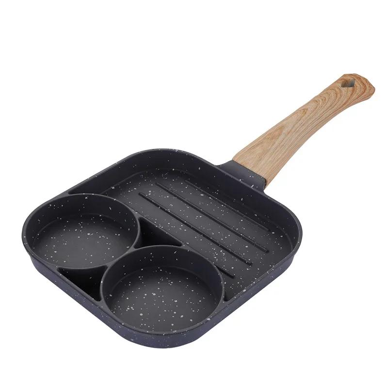 4-hole Egg Frying Pan Non-stick Pancake Pans Thickened Omelet Pan Steak Cooking Pan Hamburg Bread Pan Induction Cooker Gas Stove