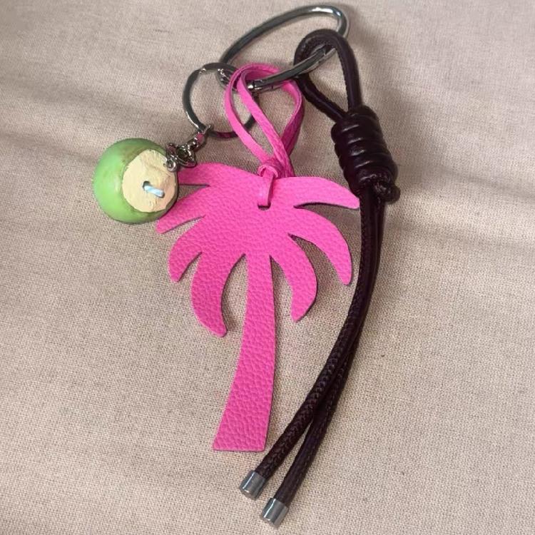 Colorful Coconut Tree Keyring Travel Accessory Alloy And Leather Rope Keychain With Summer Island Accent