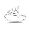 New Simple Literature Art Olive Leaf 925 Silver Jewelry Fashion Branch Personality Opening Rings R217