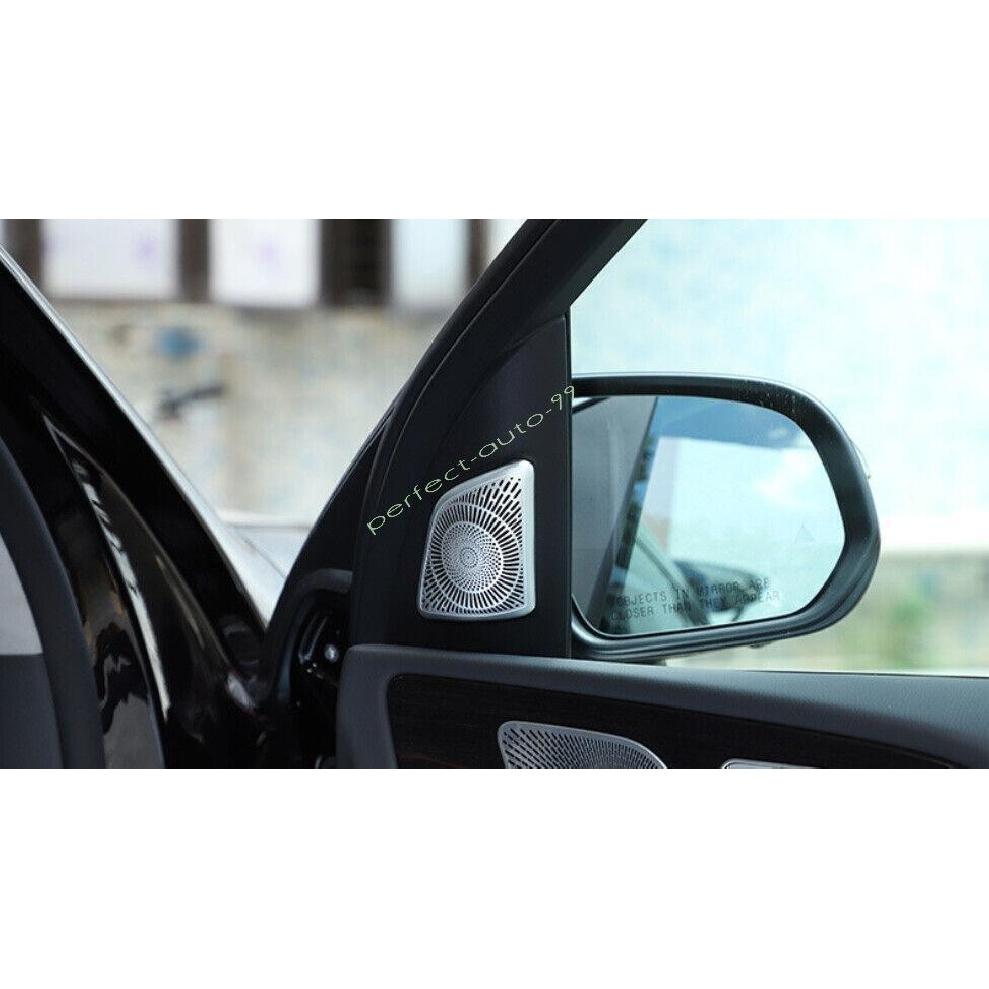 For Benz GLE GLS 2020-2023 2024 Silver Alloy A Pillar Speaker Sound Cover Trim