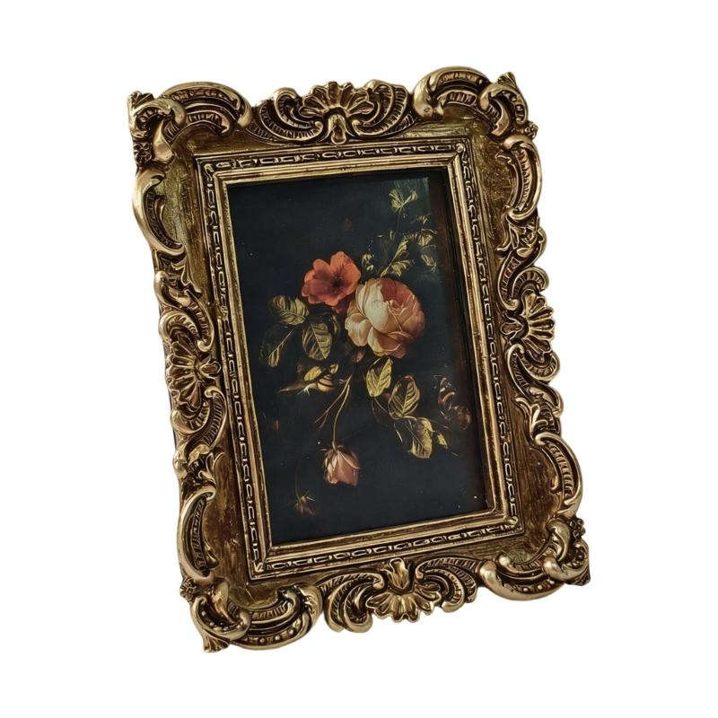 Beautiful Decorated Golden Resins Frame Including Stand And Hook For Photos And Creation