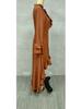 Women's Bohemian Pleated Ruffle Hem V-Neck Maxi Dress