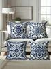 Blue White Floral Pillow Double Sided 2D Print Elegant Soft Pillow Cover Bedroom Living Room Couch Decor Timeless Accessory Gift