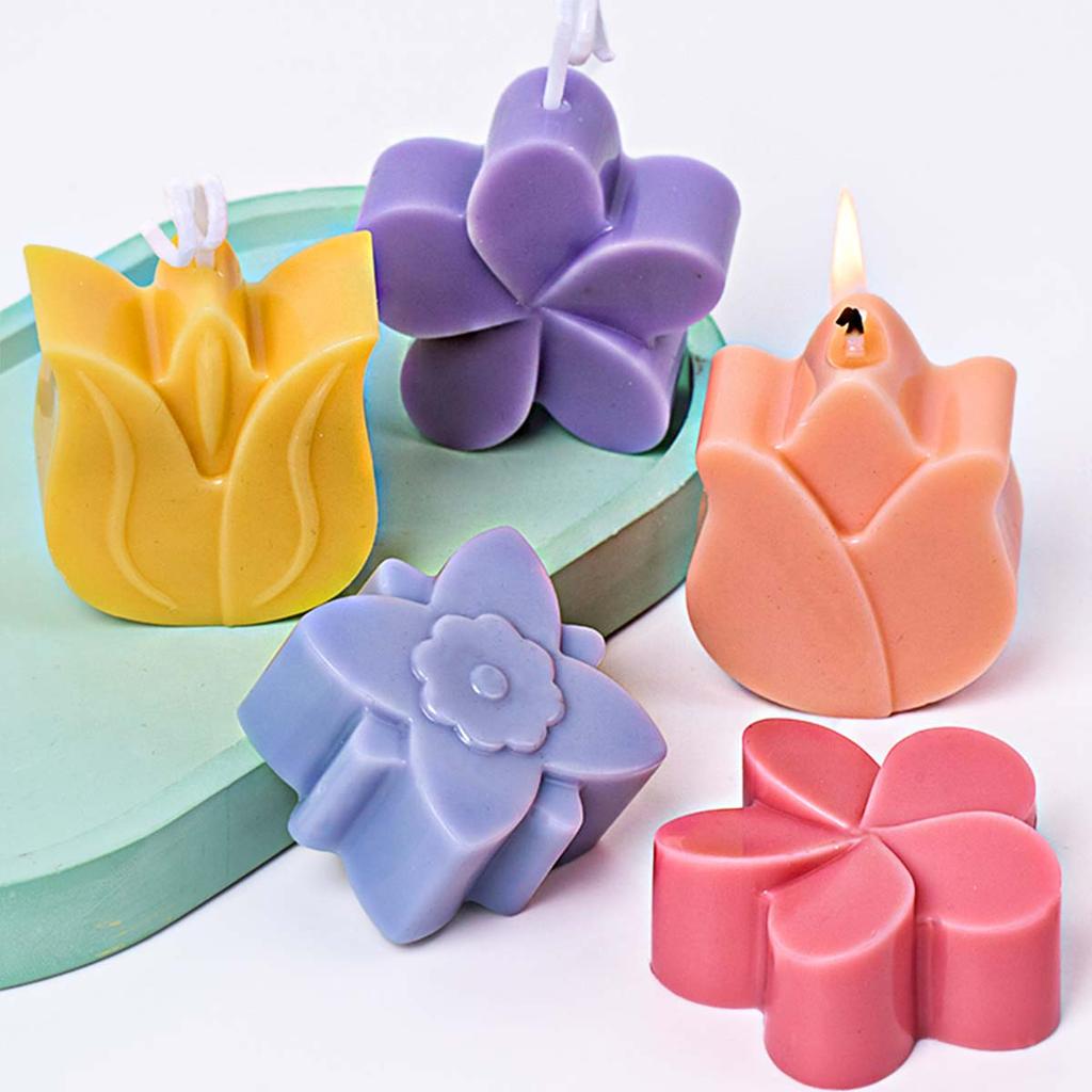 Flower Shape Silicone Candle Mold DIY Tulip Orchid Aromath Soap Candles Molds Plaster Resin Crafts Making Home Valentine's Decor